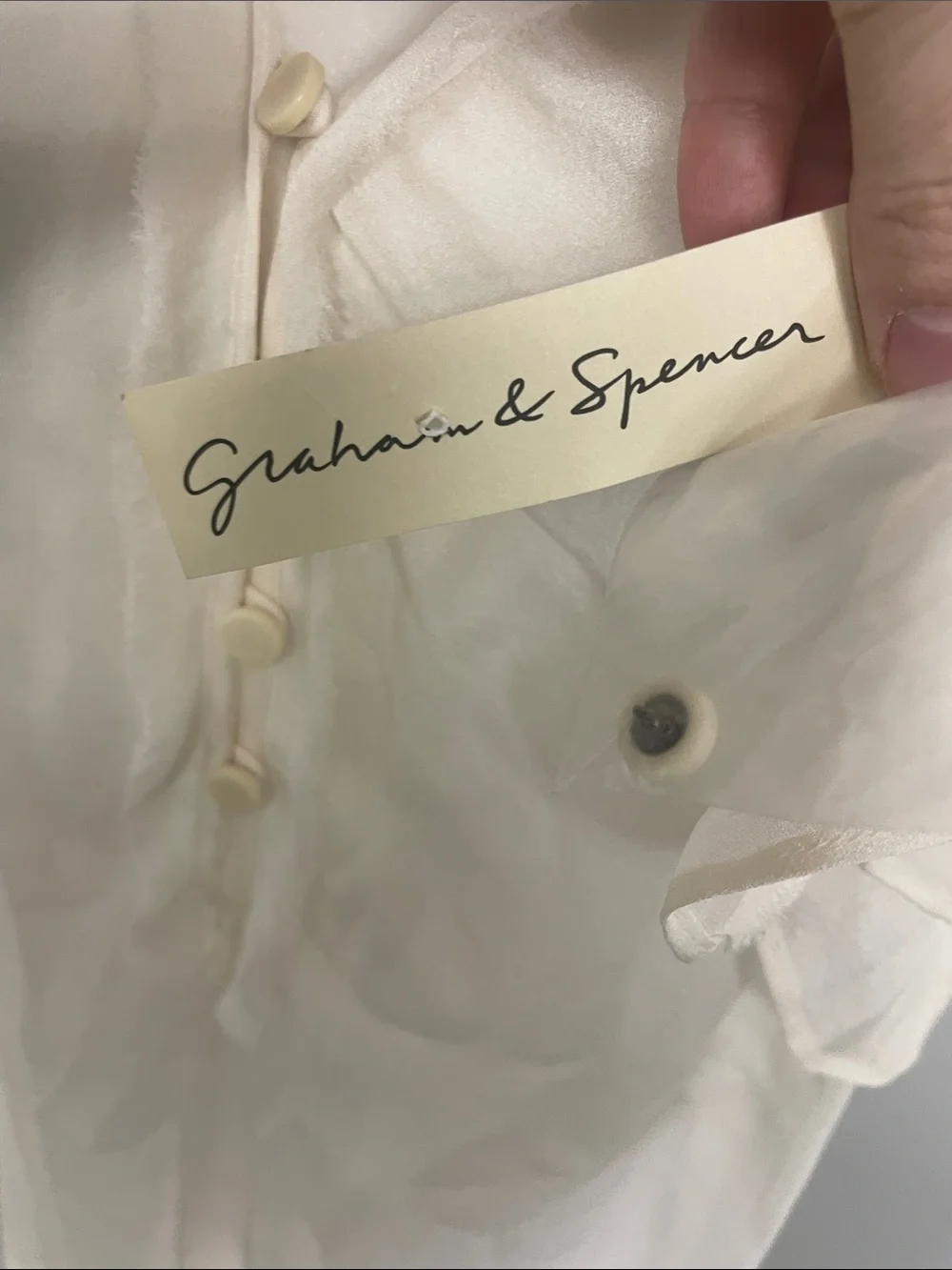 Graham and Spencer 100% silk off white cream sheer tunic top size Small NWT